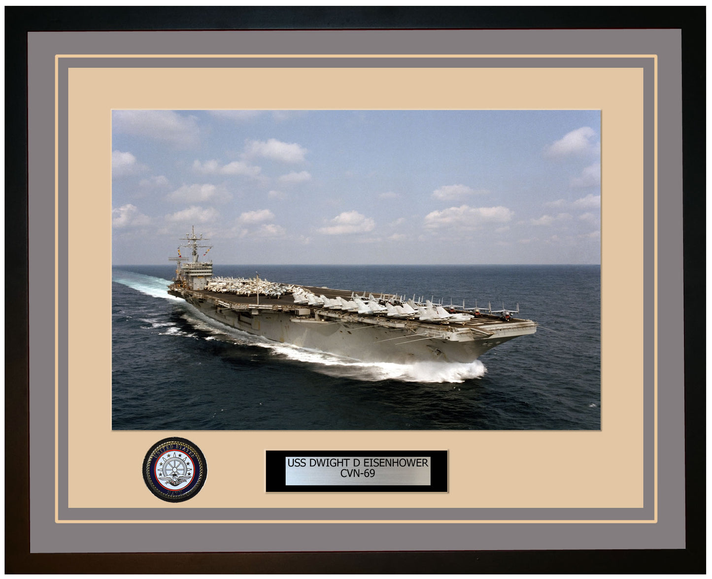 USS DWIGHT D EISENHOWER CVN-69 Framed Navy Ship Photo Grey