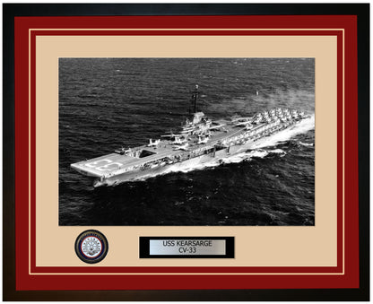 USS KEARSARGE CV-33 Framed Navy Ship Photo Burgundy