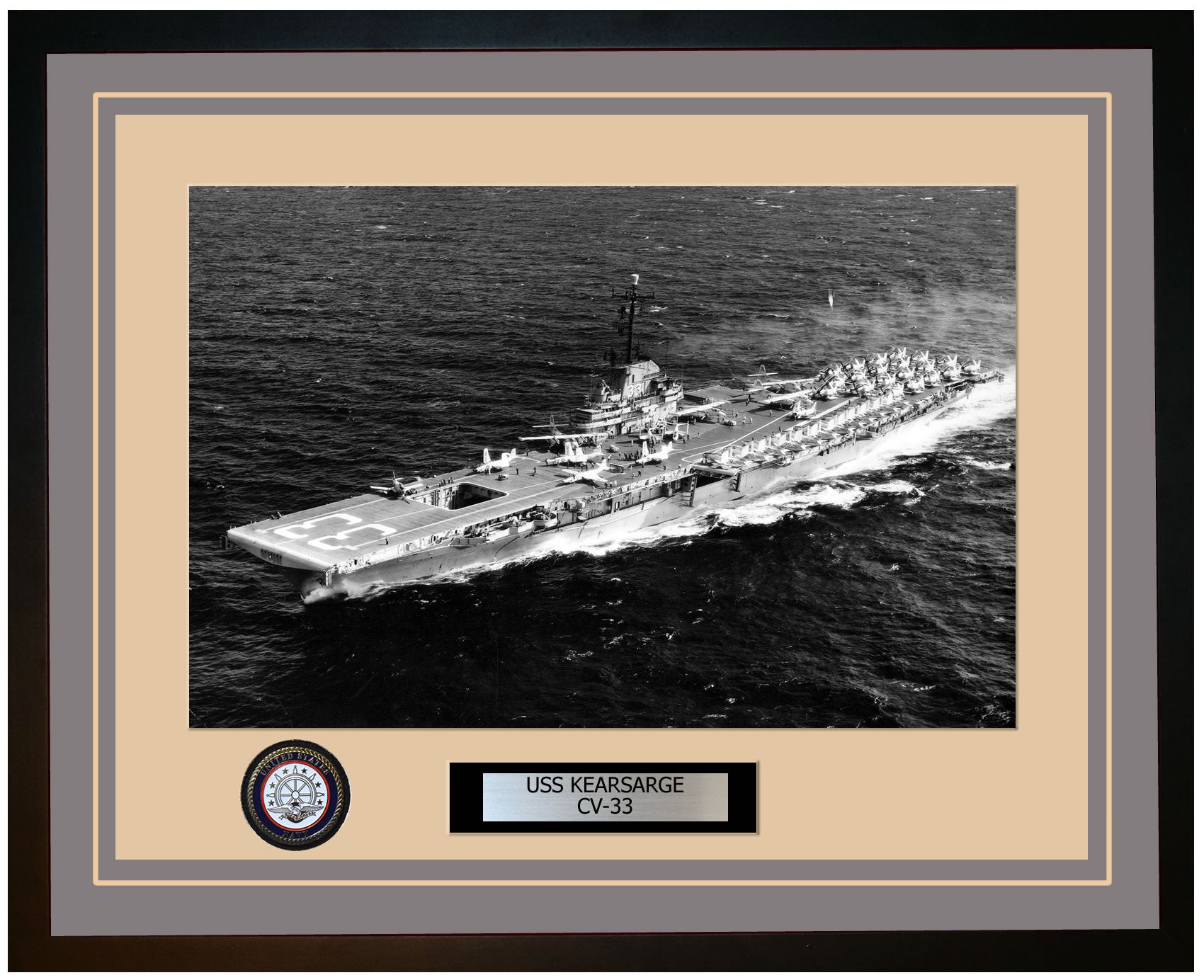 USS KEARSARGE CV-33 Framed Navy Ship Photo Grey