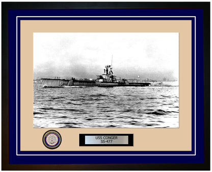 USS Conger SS-477 Framed Navy Ship Photo Blue