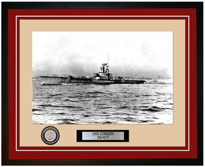 USS Conger SS-477 Framed Navy Ship Photo Burgundy