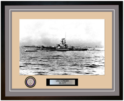 USS Conger SS-477 Framed Navy Ship Photo Grey