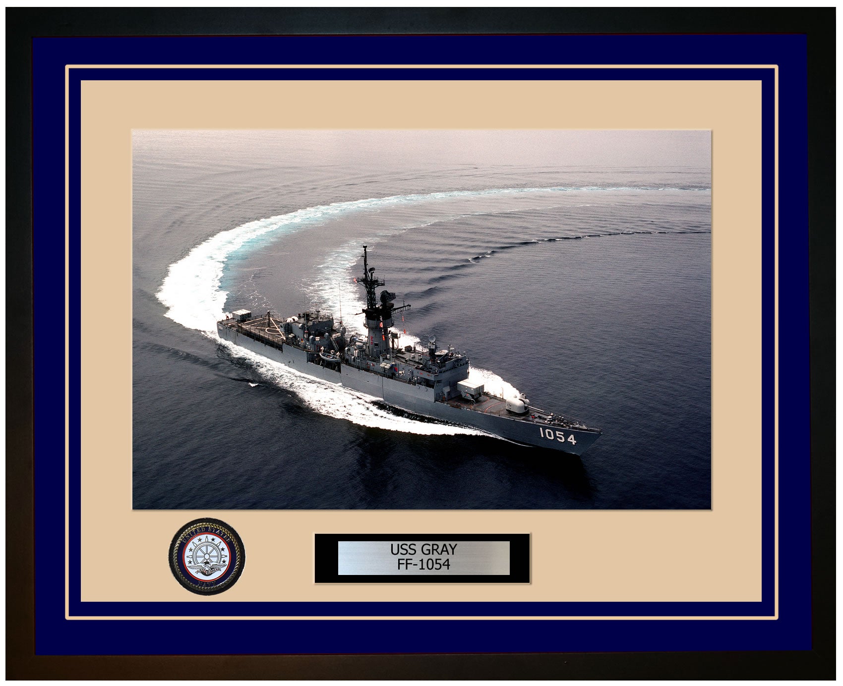 USS GRAY FF-1054 Framed Navy Ship Photo Blue