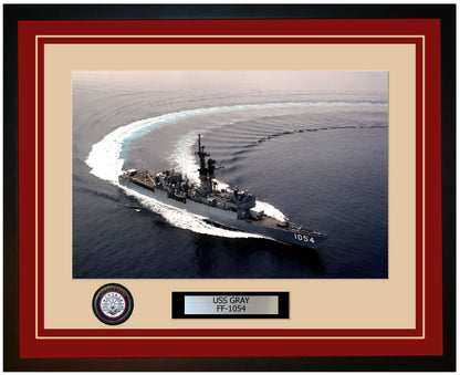 USS GRAY FF-1054 Framed Navy Ship Photo Burgundy