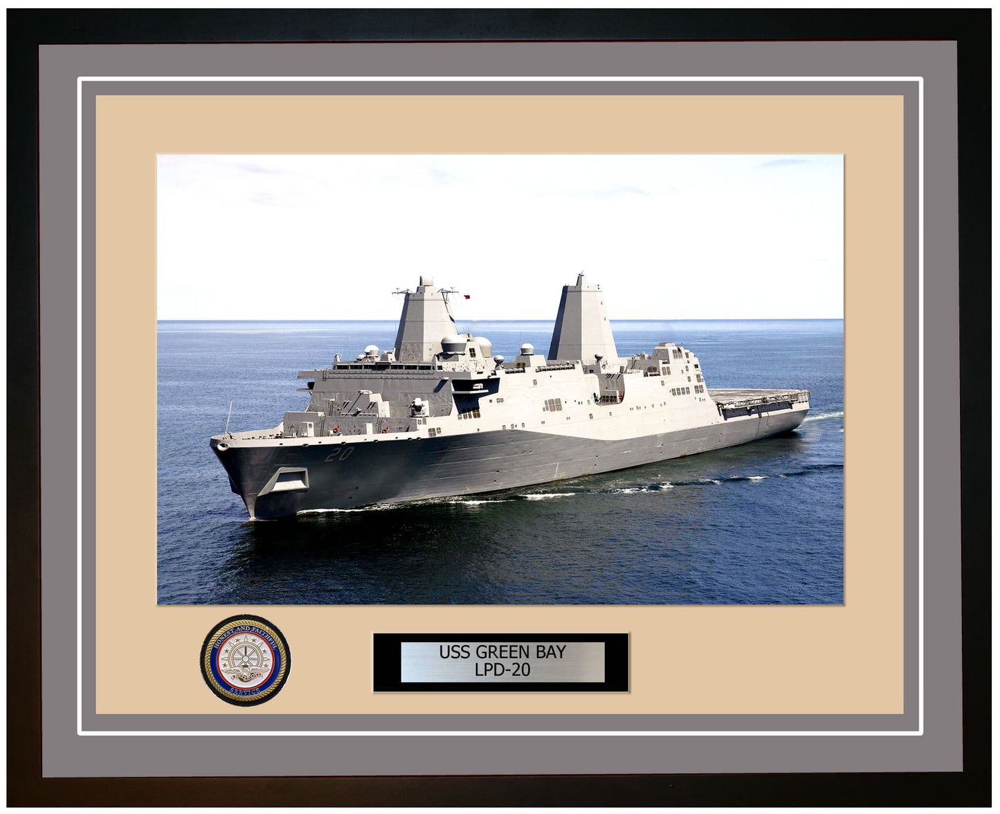 USS Green Bay LPD-20 Framed Navy Ship Photo Grey