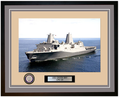 USS Green Bay LPD-20 Framed Navy Ship Photo Grey