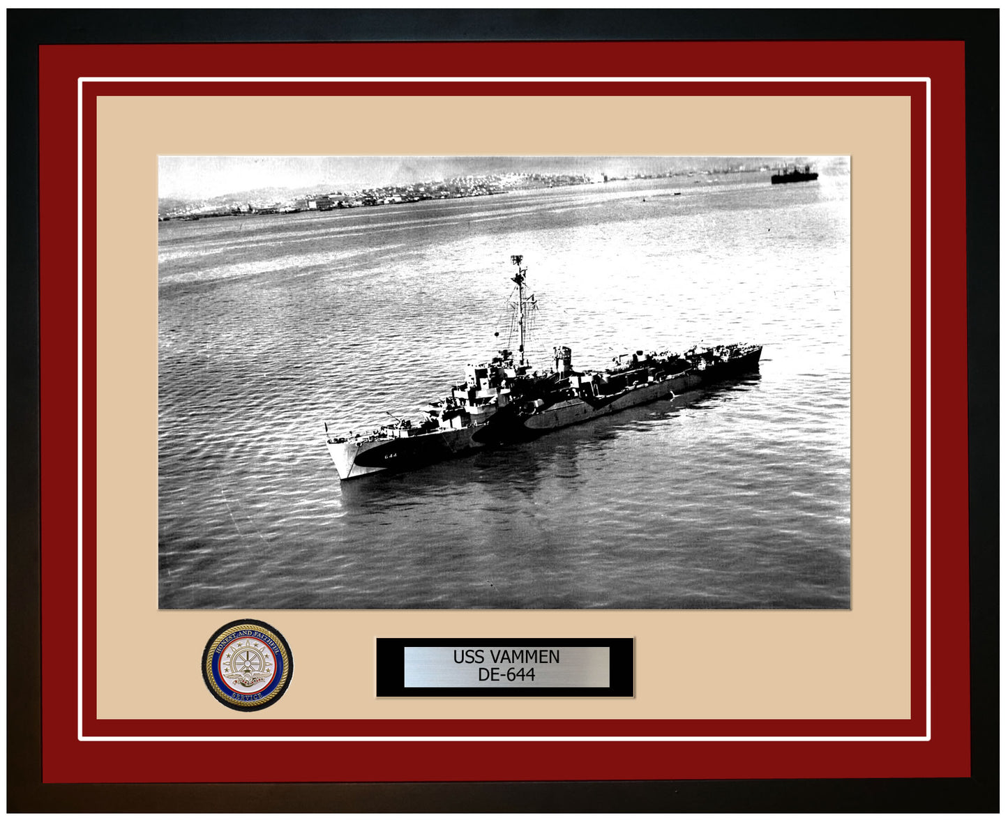 USS Vammen DE-644 Framed Navy Ship Photo Burgundy