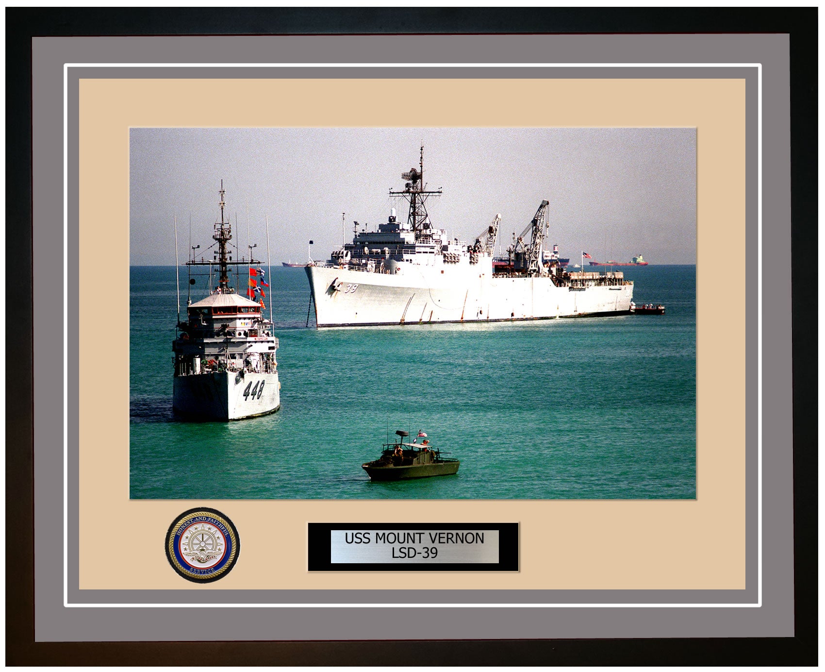 USS Mount Vernon LSD-39 Framed Navy Ship Photo Grey