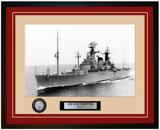 USS NORTHAMPTON CLC-1 Framed Navy Ship Photo Burgundy