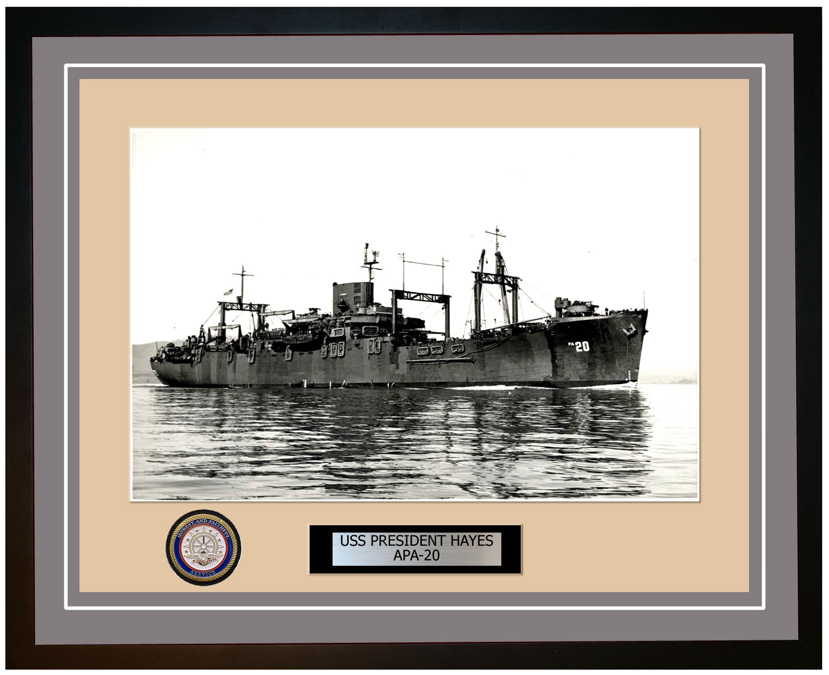 USS President Hayes APA-20 Framed Navy Ship Photo Grey