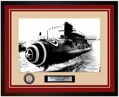 USS Patrick Henry SSBN-599 Framed Navy Ship Photo Burgundy