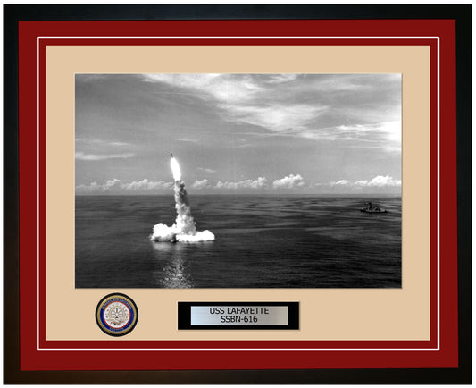 USS Lafayette SSBN-616 Framed Navy Ship Photo Burgundy