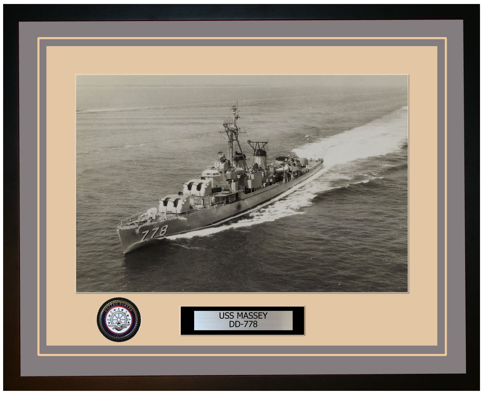 USS MASSEY DD-778 Framed Navy Ship Photo Grey