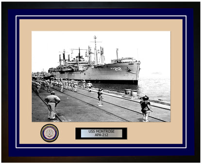 USS Montrose APA-212 Framed Navy Ship Photo Blue