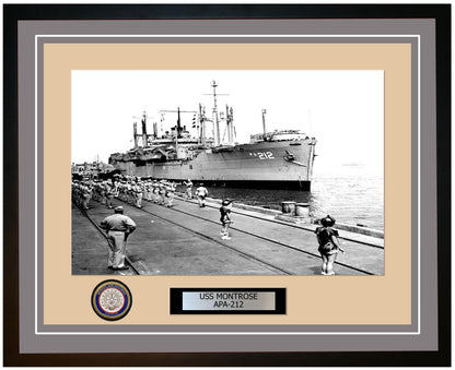 USS Montrose APA-212 Framed Navy Ship Photo Grey