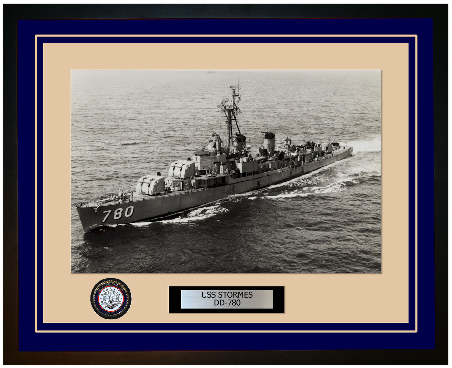 USS STORMES DD-780 Framed Navy Ship Photo Blue