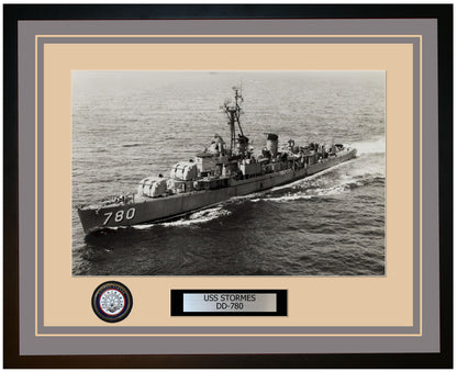 USS STORMES DD-780 Framed Navy Ship Photo Grey