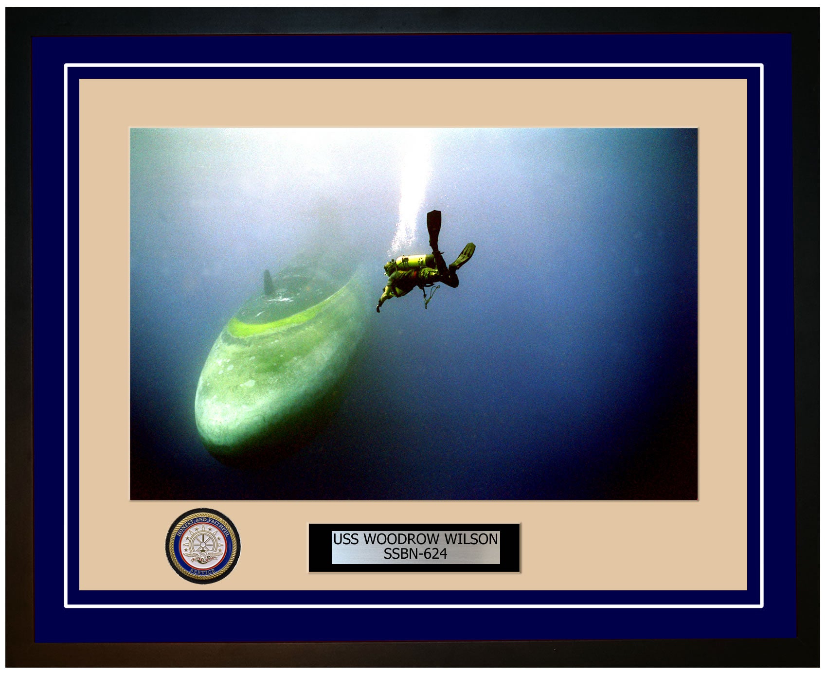 USS Woodrow Wilson SSBN-624 Framed Navy Ship Photo Blue