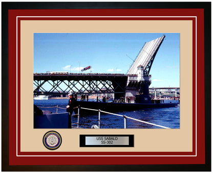 USS Sabalo SS-302 Framed Navy Ship Photo Burgundy