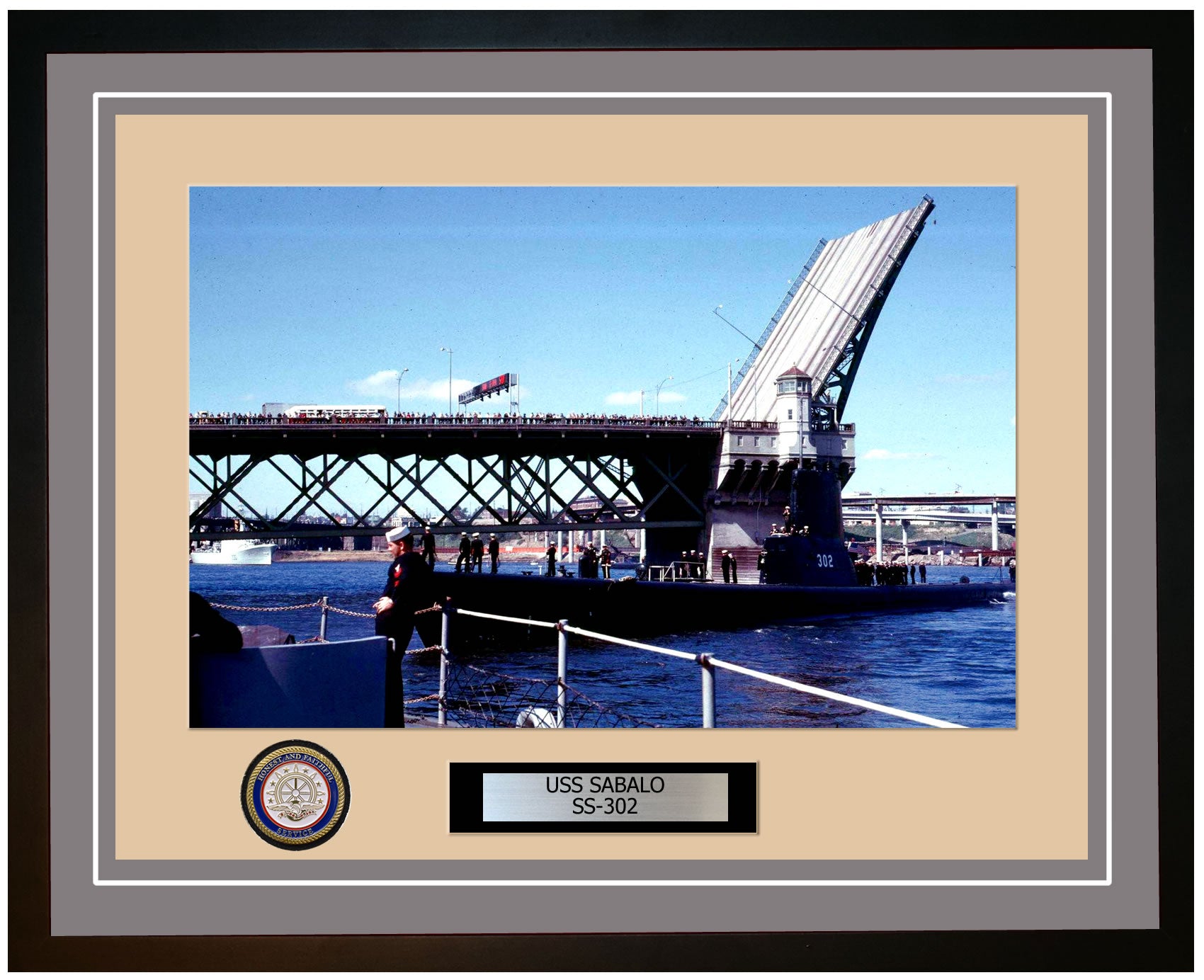 USS Sabalo SS-302 Framed Navy Ship Photo Grey