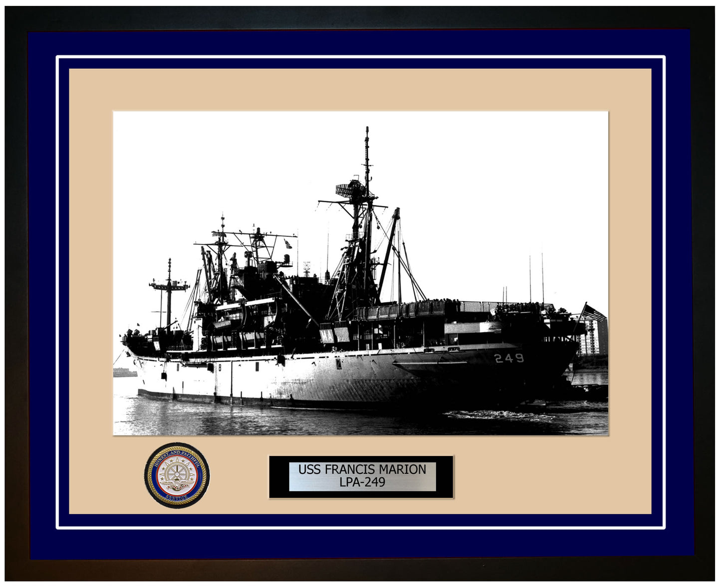 USS Francis Marion LPA-249 Framed Navy Ship Photo Blue