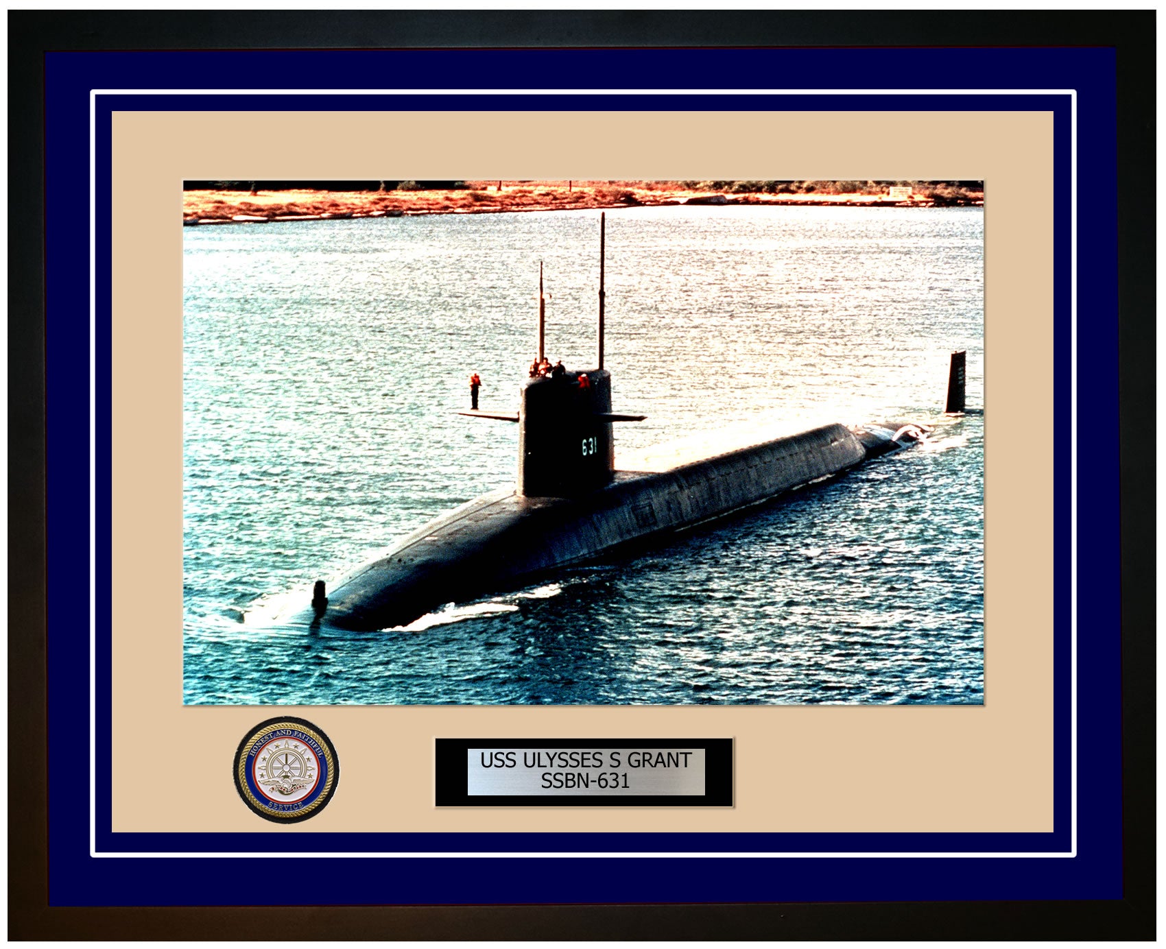 USS Ulysses S Grant SSBN-631 Framed Navy Ship Photo Blue