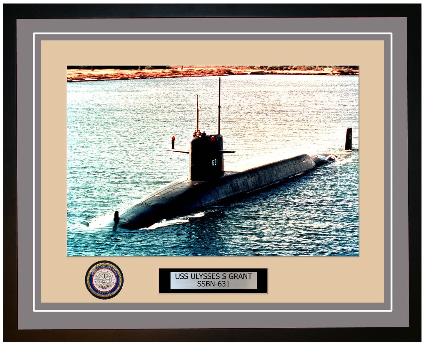 USS Ulysses S Grant SSBN-631 Framed Navy Ship Photo Grey