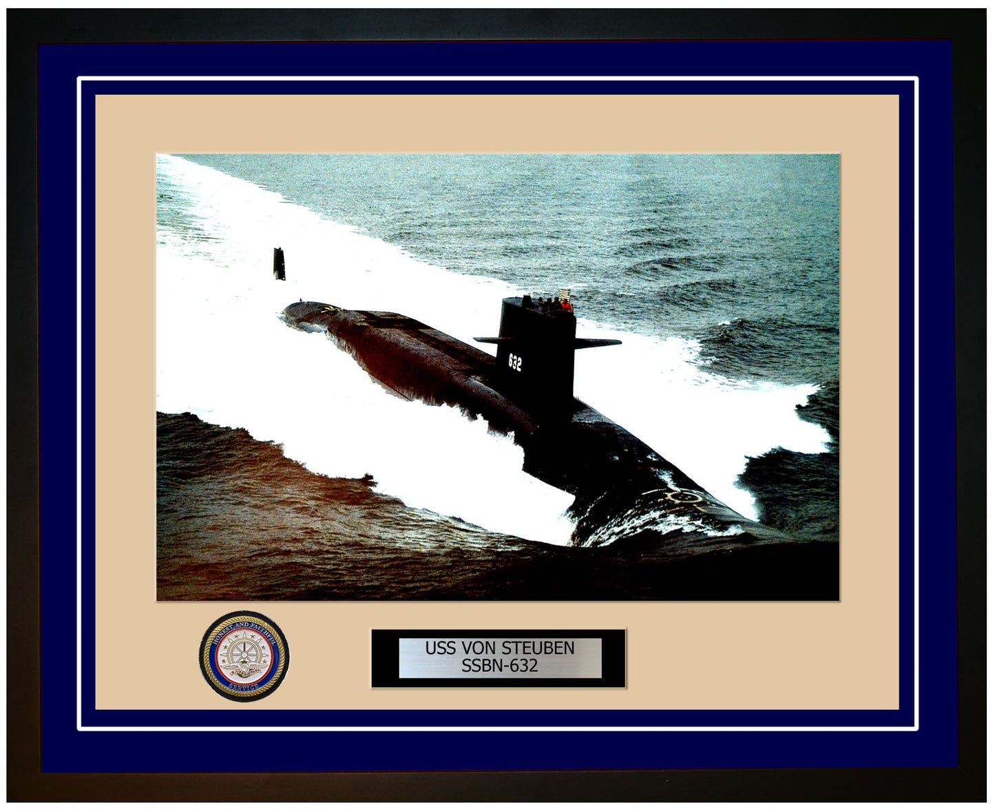 USS Von Steuben SSBN-632 Framed Navy Ship Photo Blue