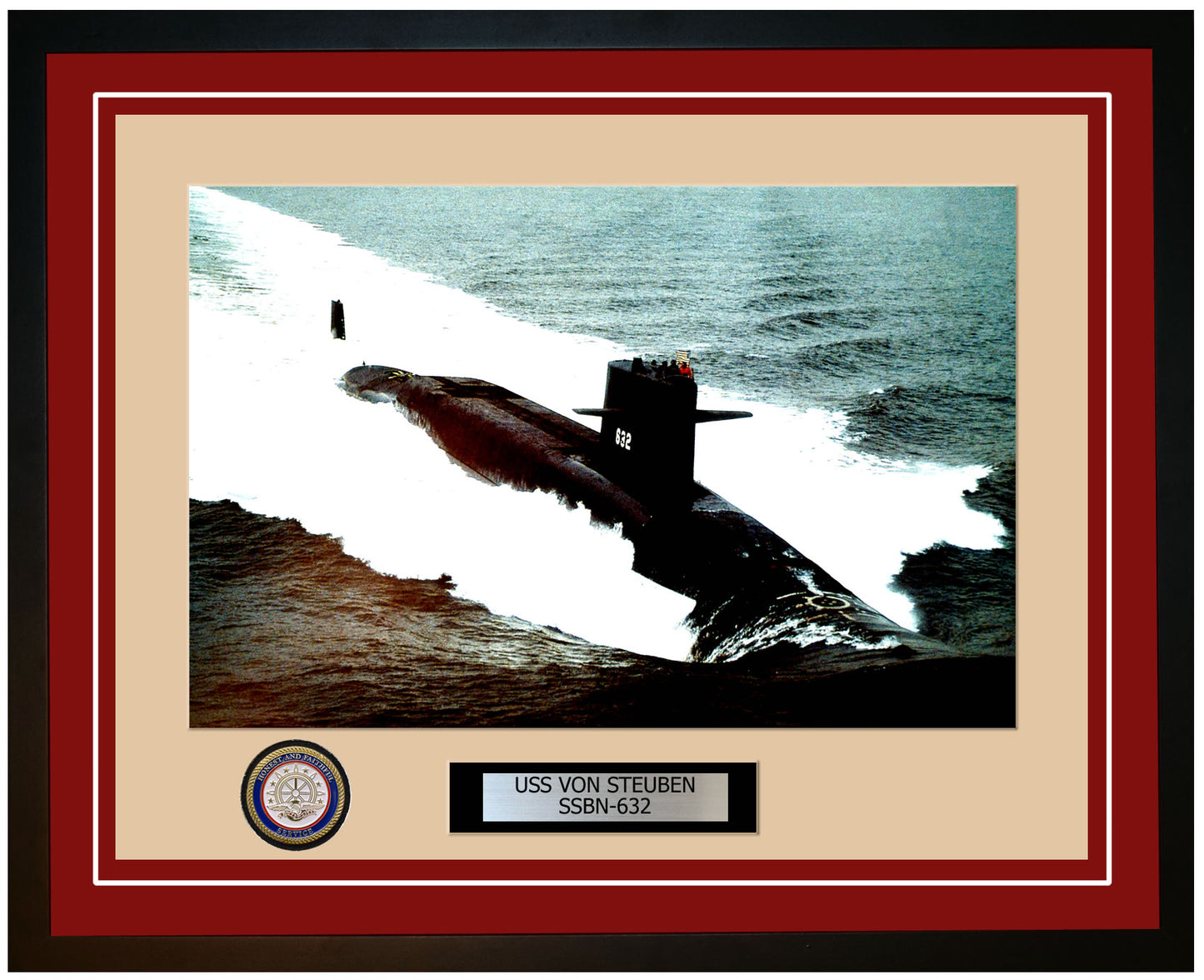 USS Von Steuben SSBN-632 Framed Navy Ship Photo Burgundy