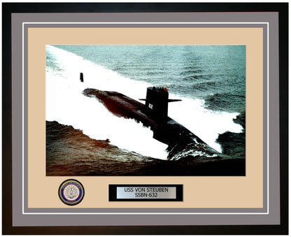 USS Von Steuben SSBN-632 Framed Navy Ship Photo Grey