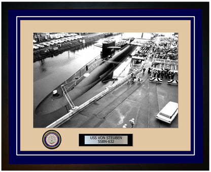 USS Von Steuben SSBN-632 Framed Navy Ship Photo Blue