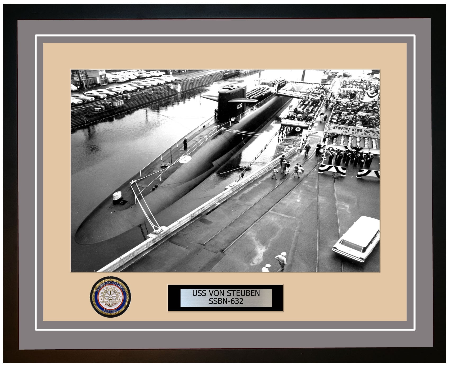 USS Von Steuben SSBN-632 Framed Navy Ship Photo Grey