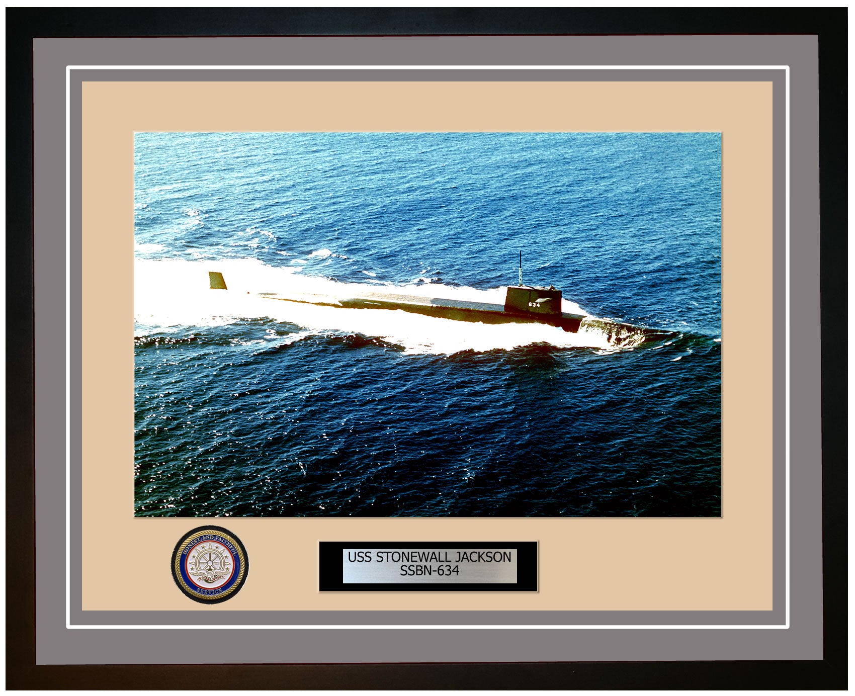 USS Stonewall Jackson SSBN-634 Framed Navy Ship Photo Grey