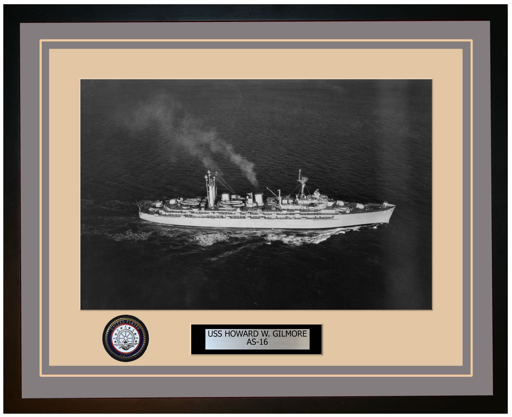 USS HOWARD-W-GILMORE AS-16 Framed Navy Ship Photo Grey