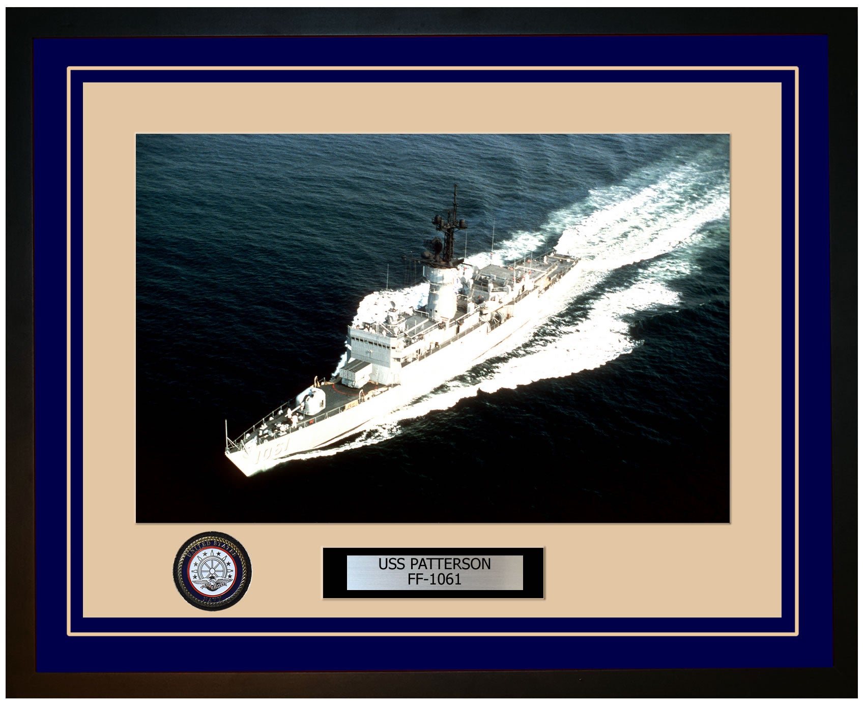 USS PATTERSON FF-1061 Framed Navy Ship Photo Blue