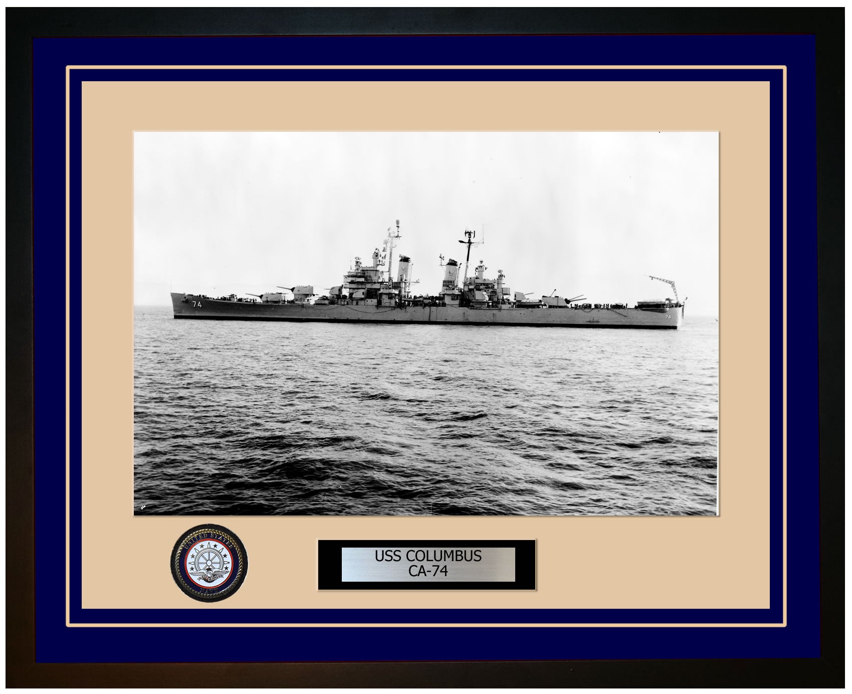 USS COLUMBUS CA-74 Framed Navy Ship Photo Blue