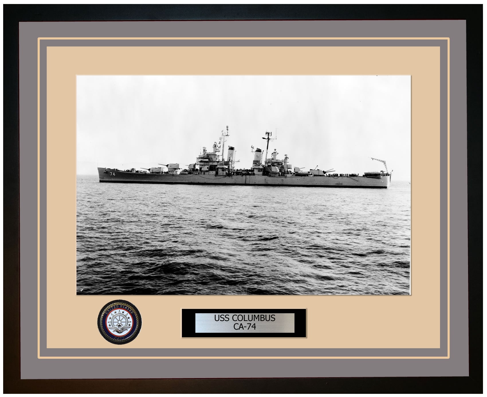 USS COLUMBUS CA-74 Framed Navy Ship Photo Grey