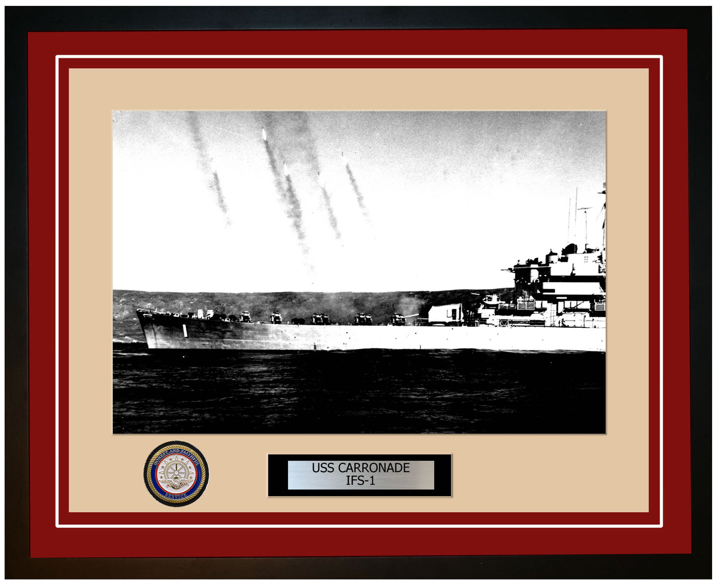 USS Carronade IFS-1 Framed Navy Ship Photo Burgundy