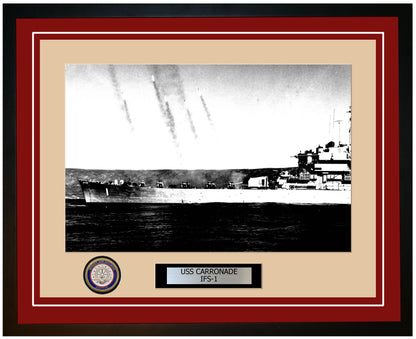 USS Carronade IFS-1 Framed Navy Ship Photo Burgundy