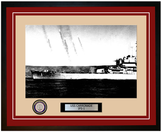 USS Carronade IFS-1 Framed Navy Ship Photo Burgundy