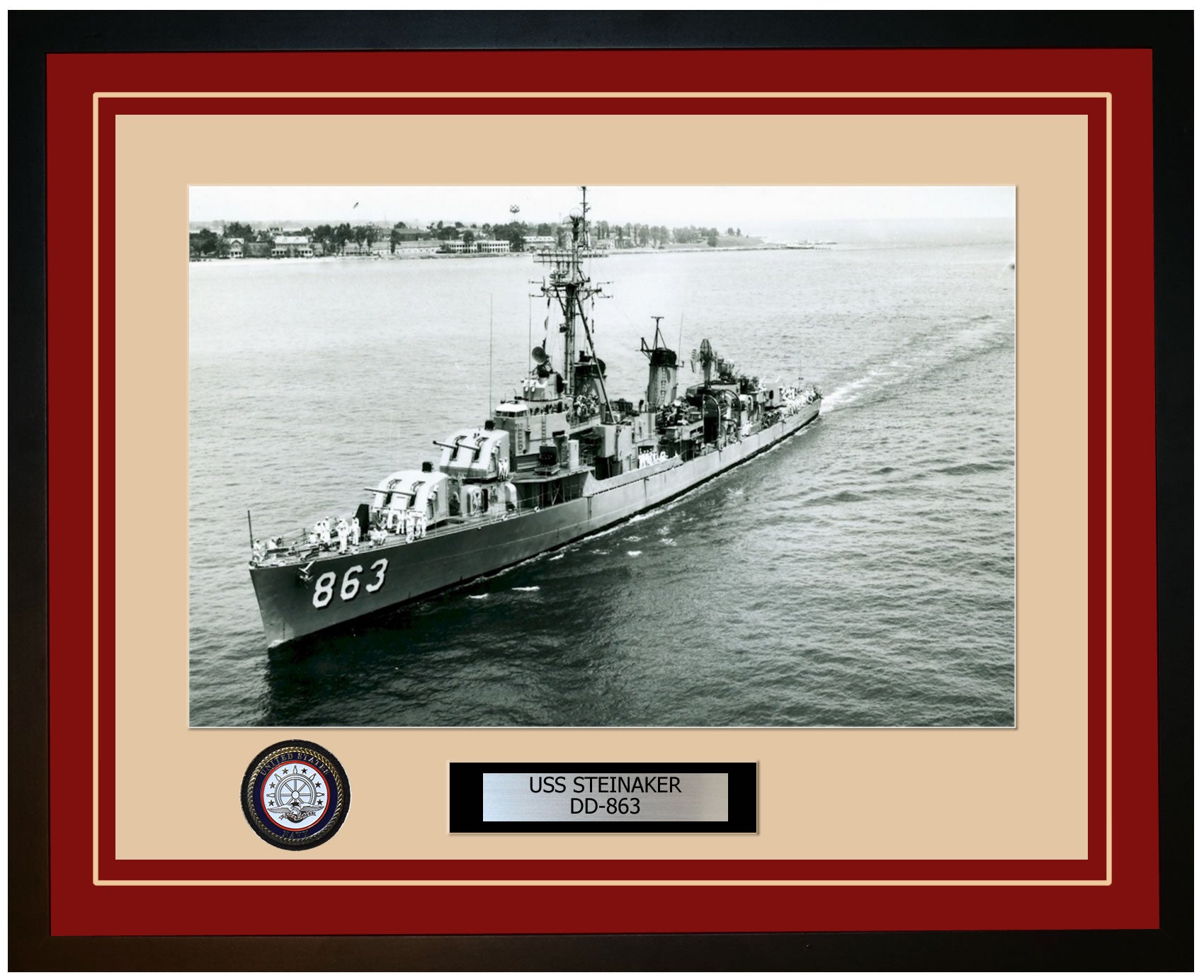 USS STEINAKER DD-863 Framed Navy Ship Photo Burgundy – Navy Emporium