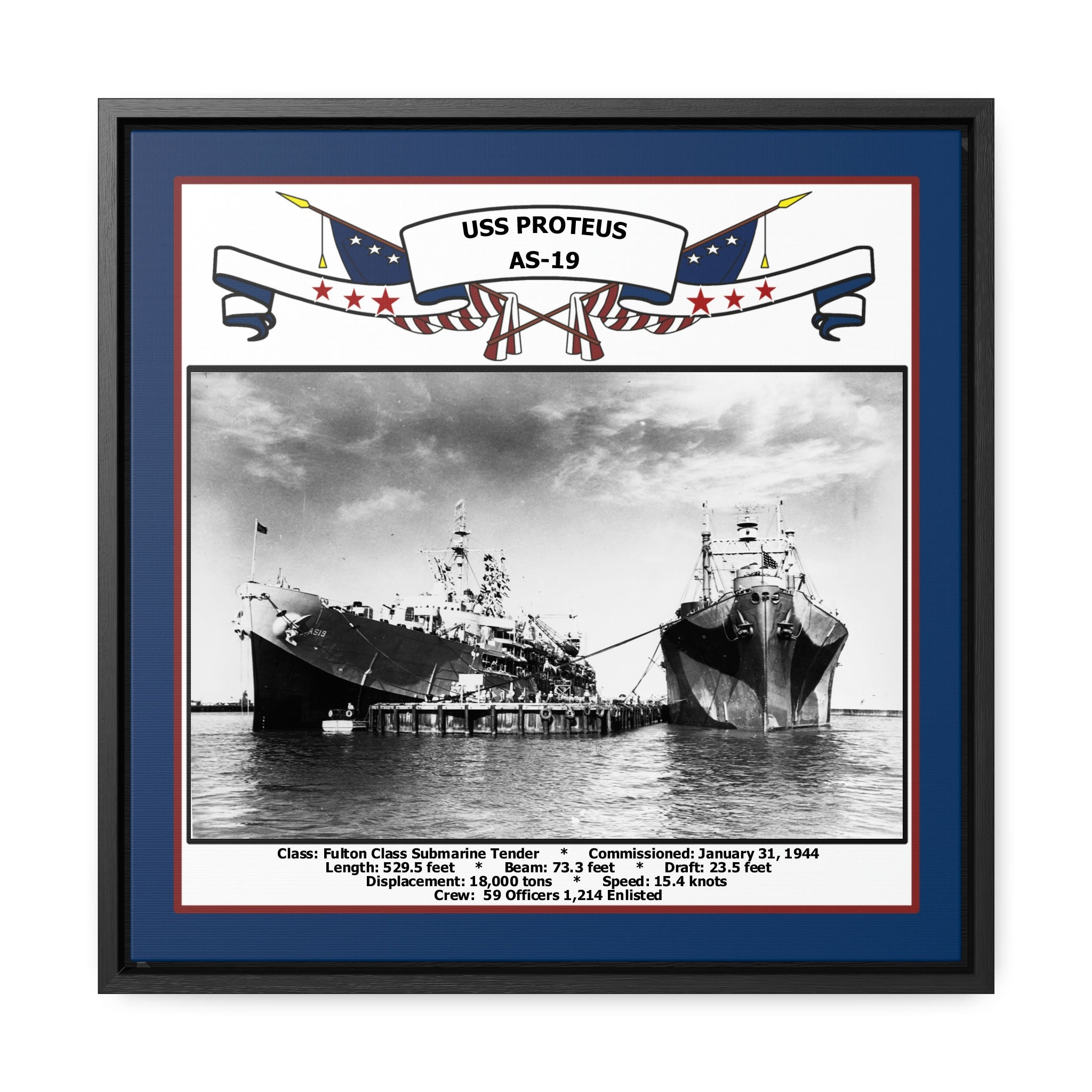 Uss Proteus As 19 Navy Floating Frame Photo Navy Emporium