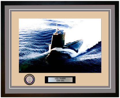 USS Shark SSN-591 Framed Navy Ship Photo Grey