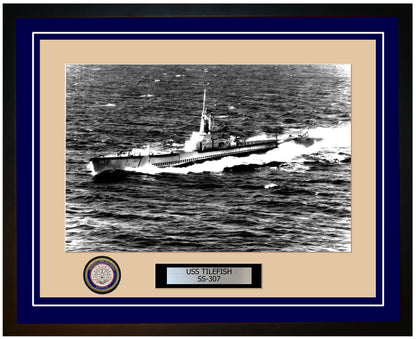 USS Tilefish SS-307 Framed Navy Ship Photo Blue