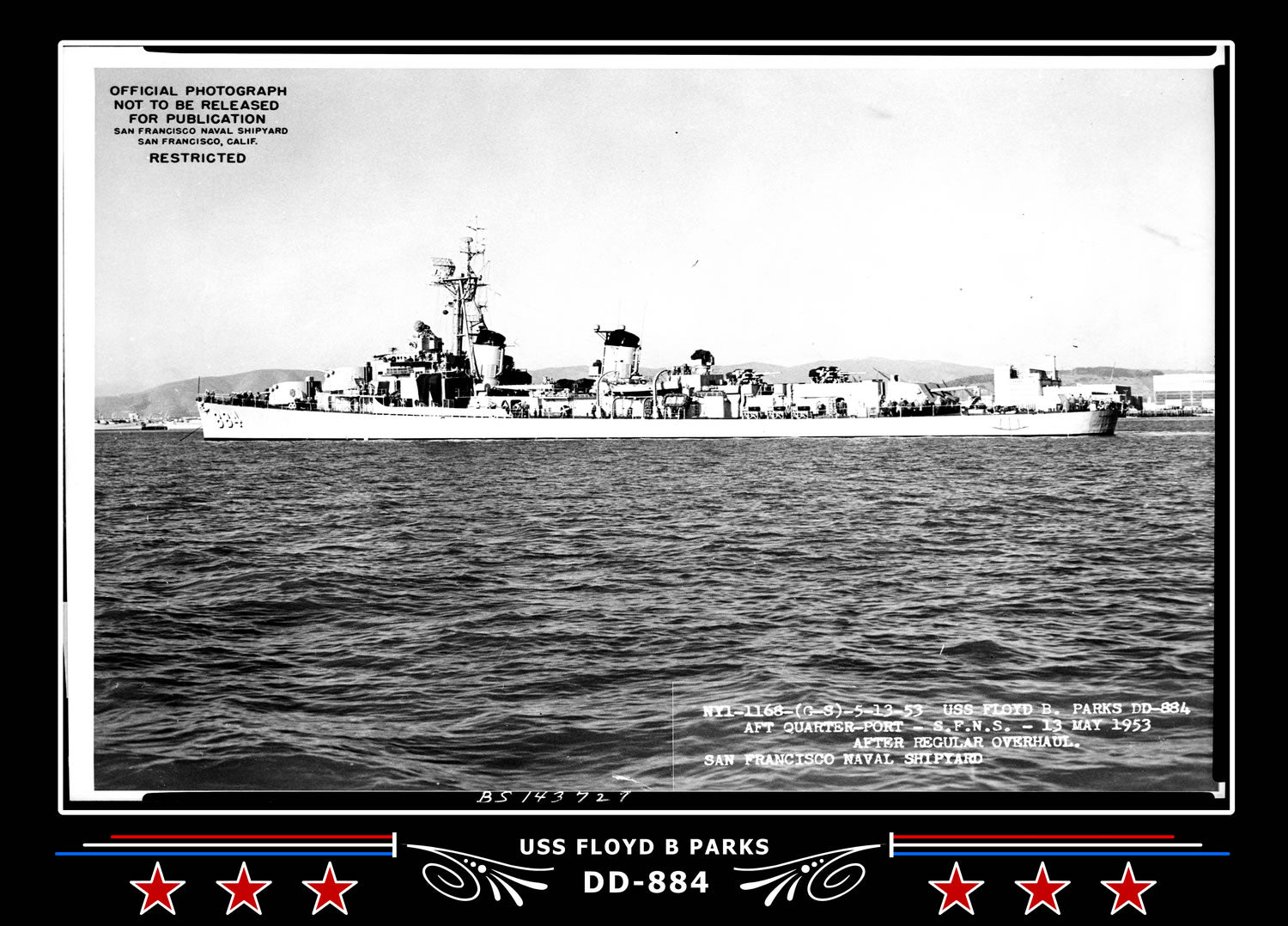 USS Floyd B Parks DD-884 Canvas Photo Print – Navy Emporium