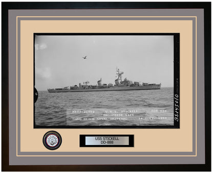 USS STICKELL DD-888 Framed Navy Ship Photo Grey
