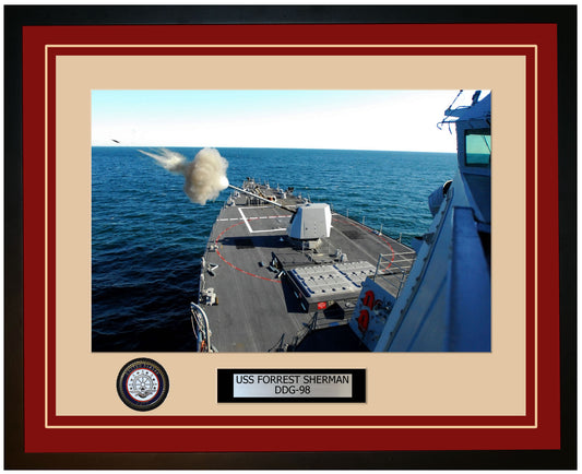 USS FORREST SHERMAN DDG-98 Framed Navy Ship Photo Burgundy