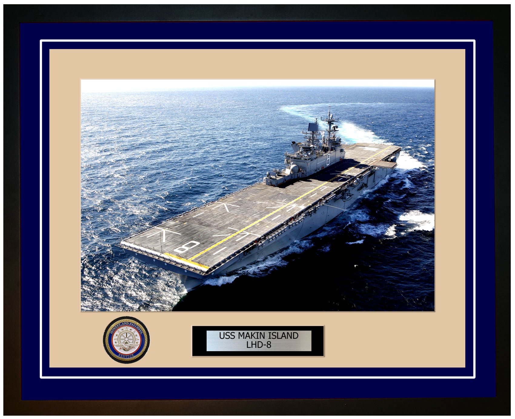 USS Makin Island LHD-8 Framed Navy Ship Photo Blue