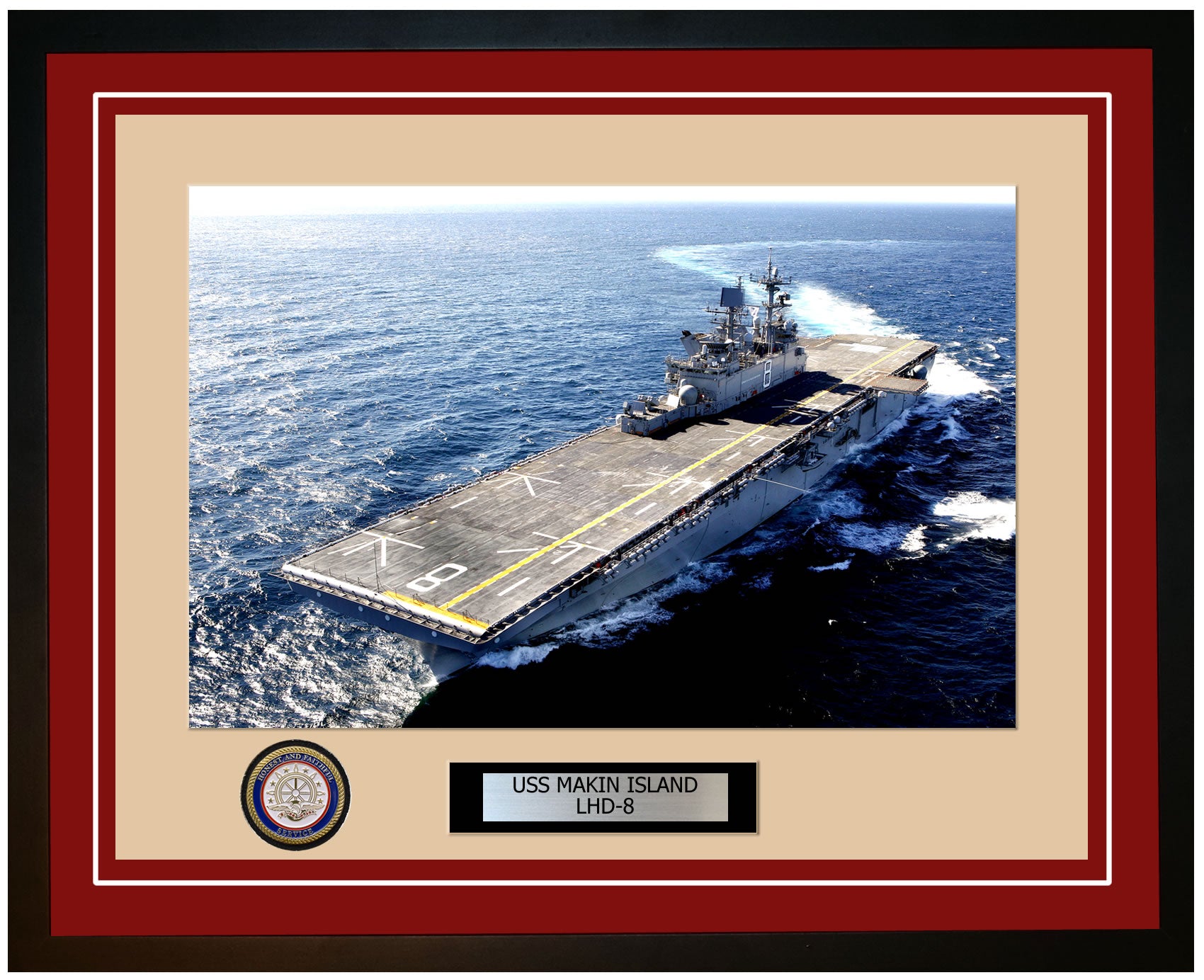 USS Makin Island LHD-8 Framed Navy Ship Photo Burgundy