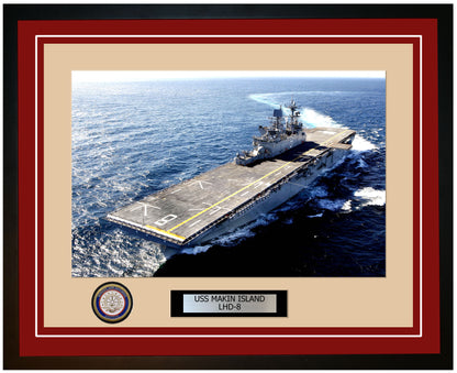 USS Makin Island LHD-8 Framed Navy Ship Photo Burgundy